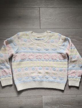 Cottagecore Copper Key Pastel Floral Fair Isle Knit Crewneck Sweater